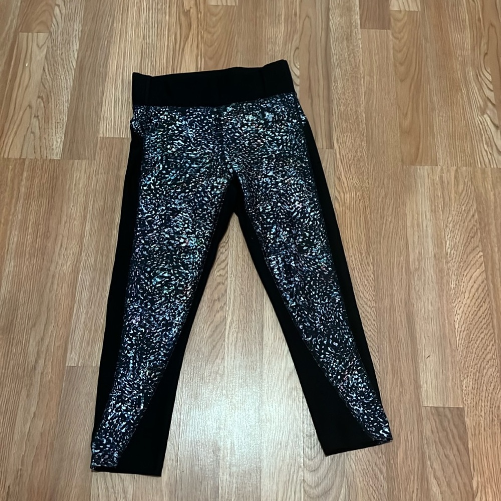 Cascade Sport Black Colorful Leggings Sz S